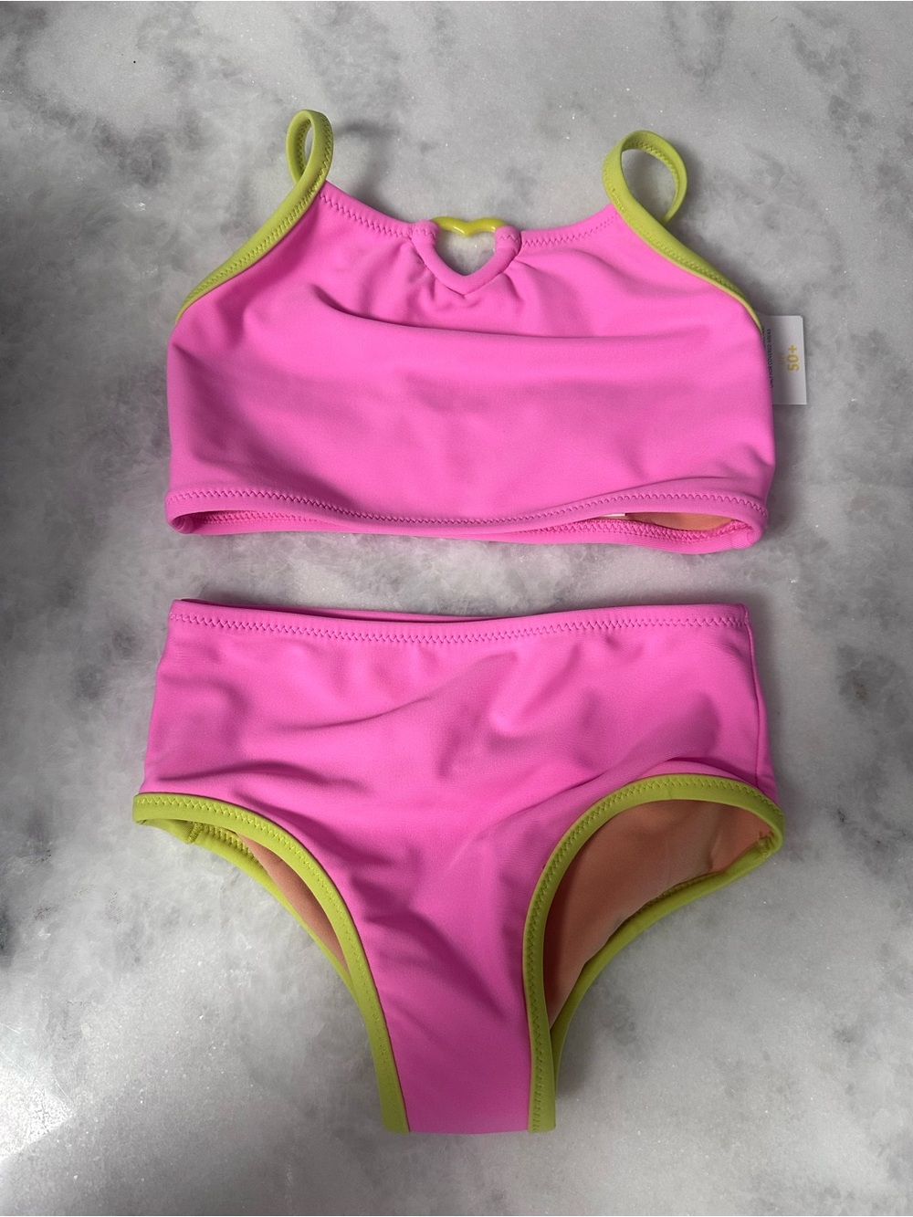J. Crew Hot Pink Girls Two-Piece Bikini with Lime Trim